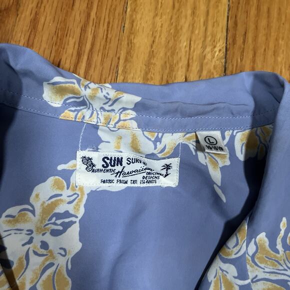 Sun Surf 100% Rayon Lavender Floral Lei Aloha Hawaiian Shirt Japan Made Large - Picture 3 of 10
